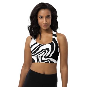 Black & White Recycled Longline Sports Bra