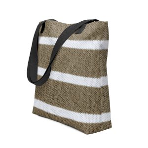 Taupe Striped Tote bag