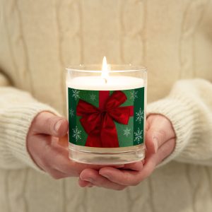 Christmas Holiday Bow Glass jar soy wax candle