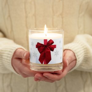 Christmas Holiday Bow Glass jar soy wax candle