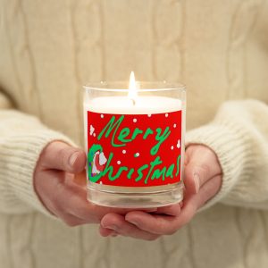 Merry Christmas Holiday Glass jar soy wax candle