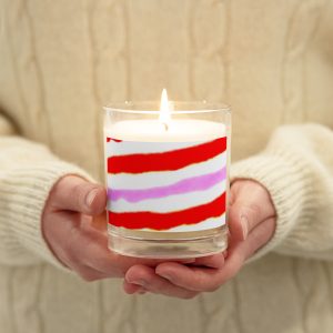 Holiday Candy Striped Glass jar soy wax candle